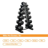 105kg hex dumbbell with rack